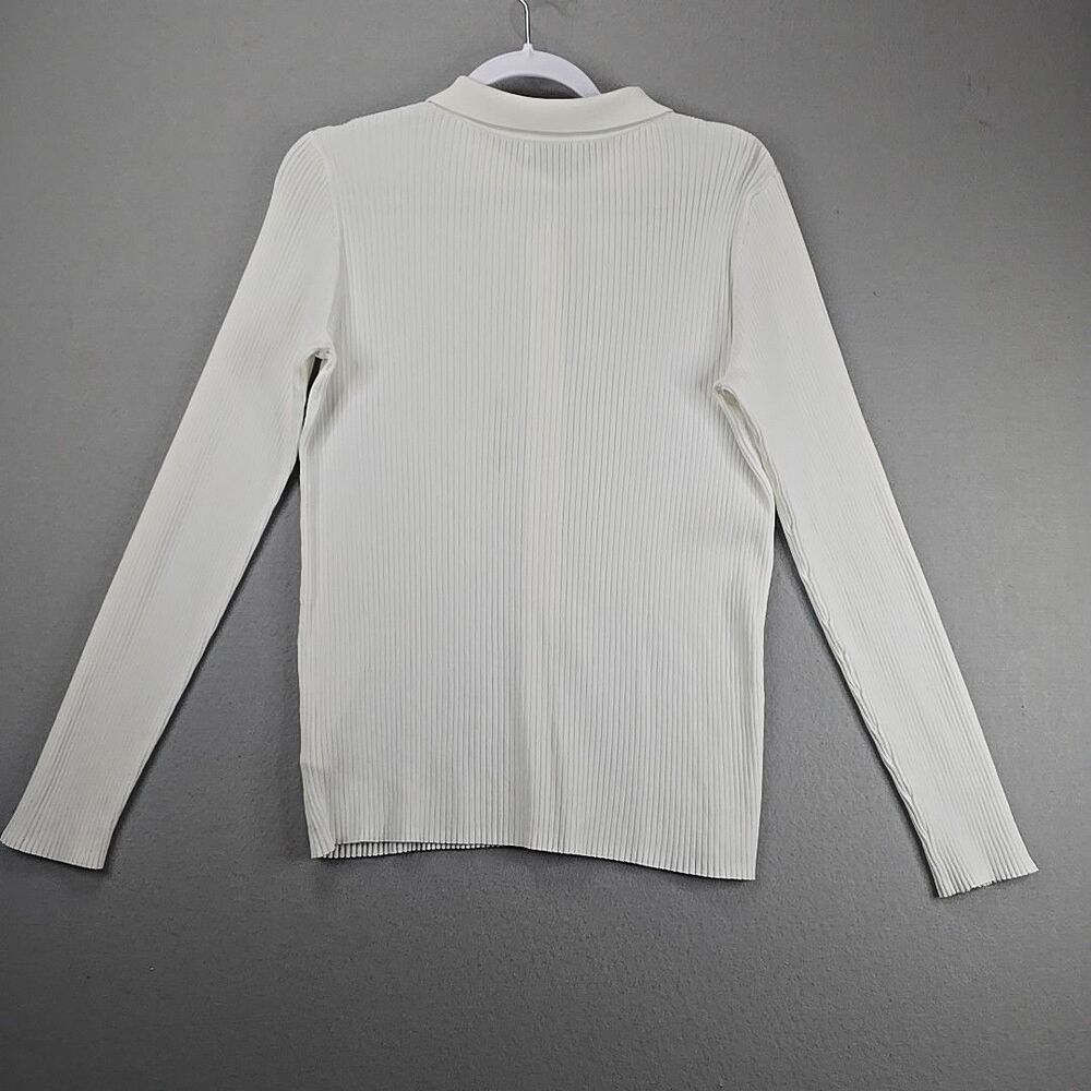 Babaton White Ribbed Button‑Front Cardigan - Picture 8 of 11